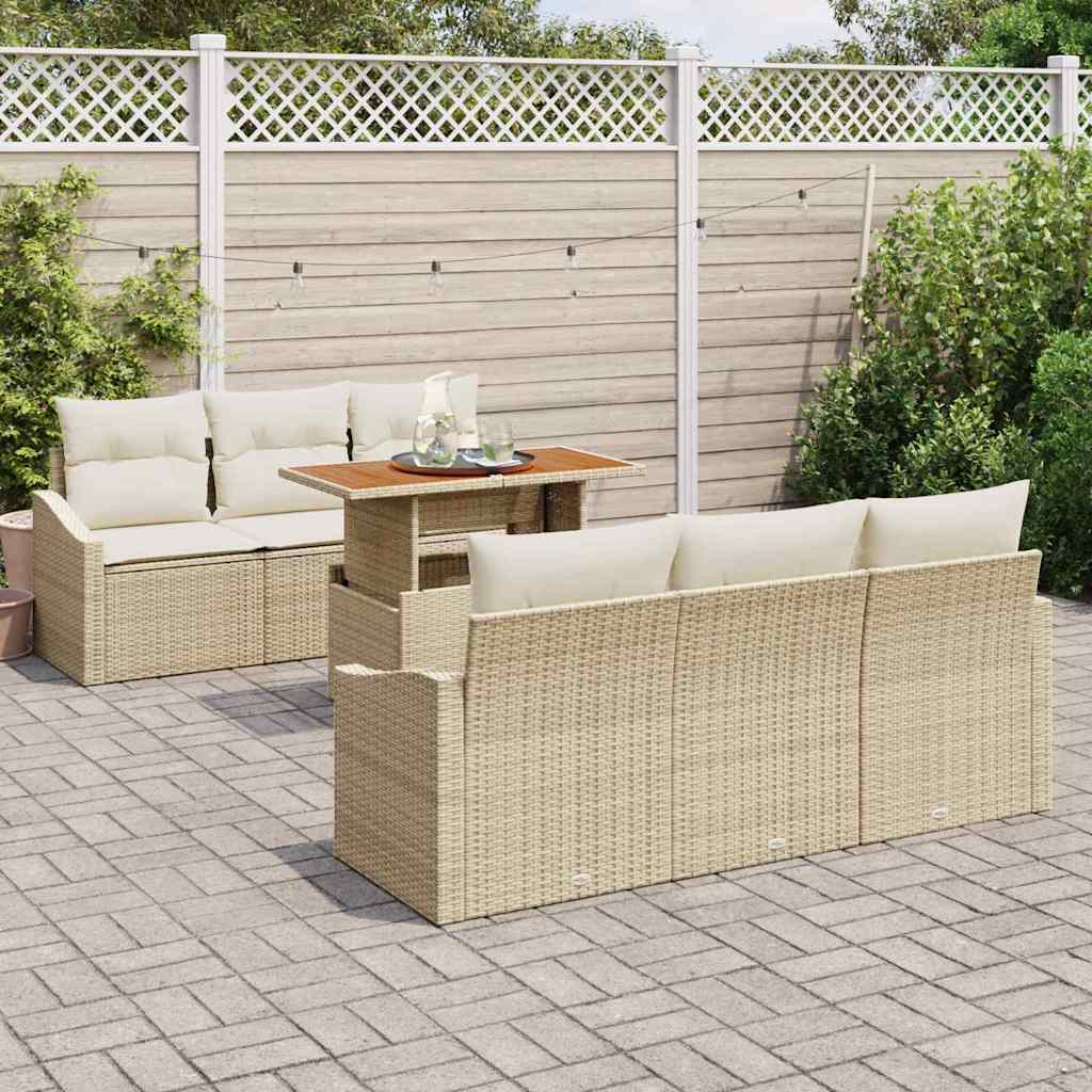 Tuinbankenset 7 st Beige en Crème
