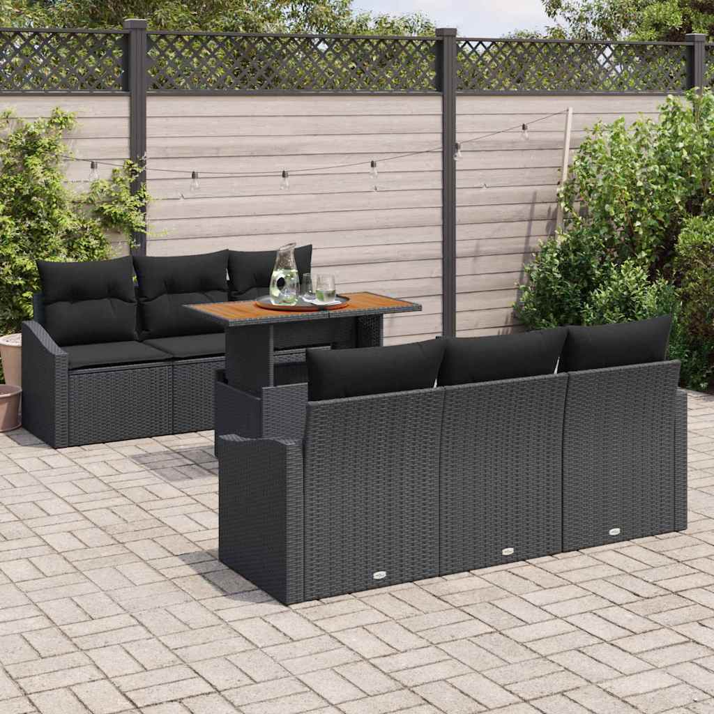 Tuinbankenset 7 st Zwart en Bruin