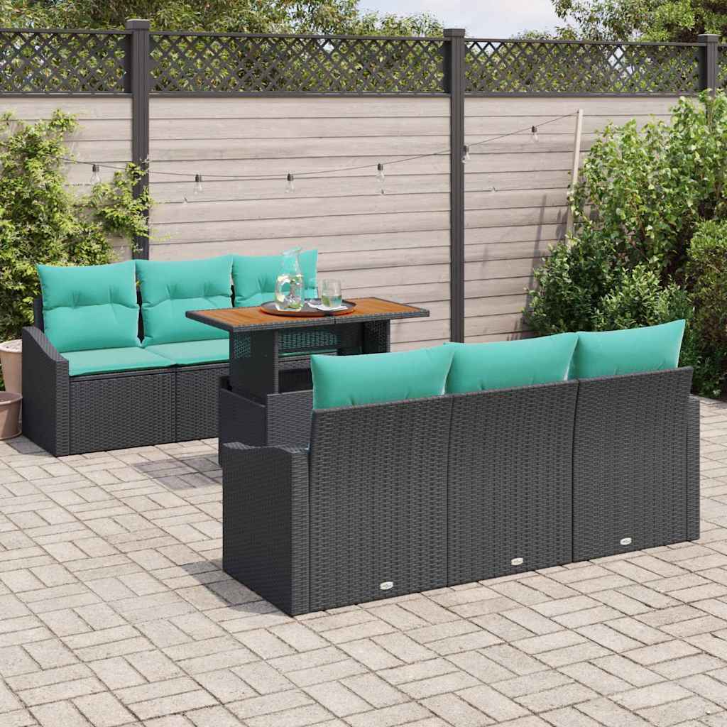 Tuinbankenset 7 st 6-Aantal zitplaatsen Zwart en Teal