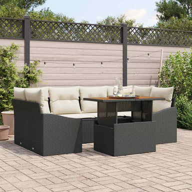 Tuinbankenset 7 st Zwart en Crème
