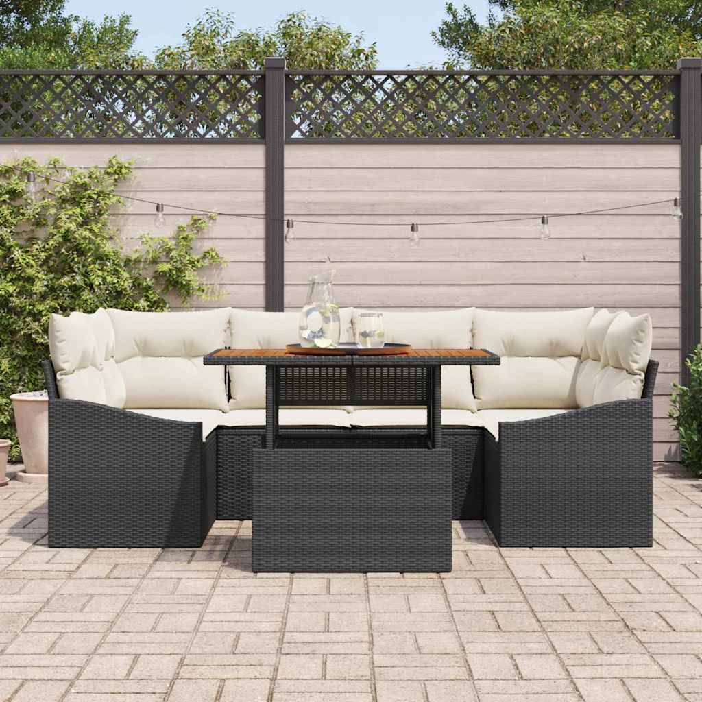 Tuinbankenset 7 st Zwart en Crème