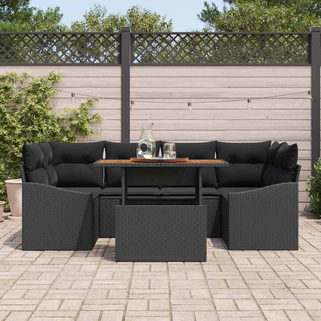 Tuinbankenset 7 st Zwart en Bruin