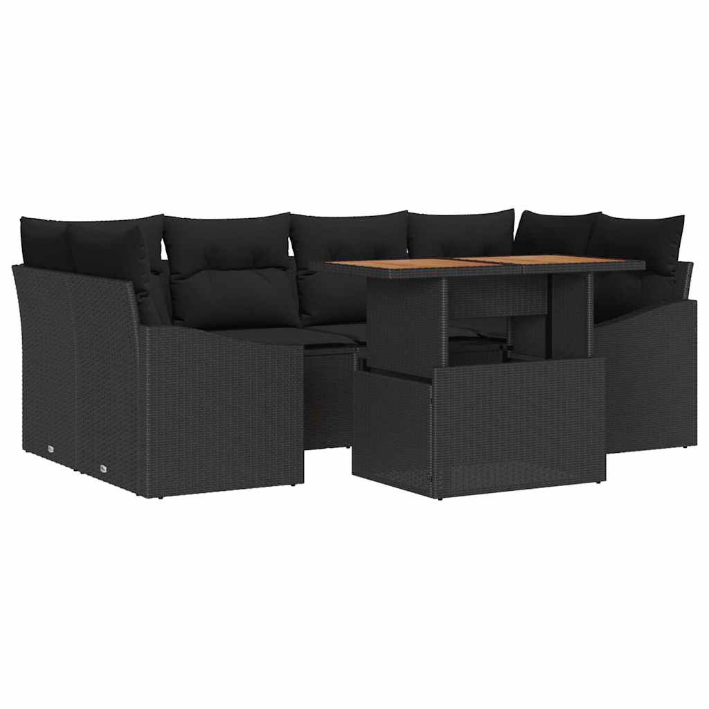 Tuinbankenset 7 st Zwart en Bruin