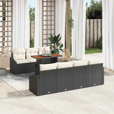Tuinbankenset 8 st Zwart en Crème