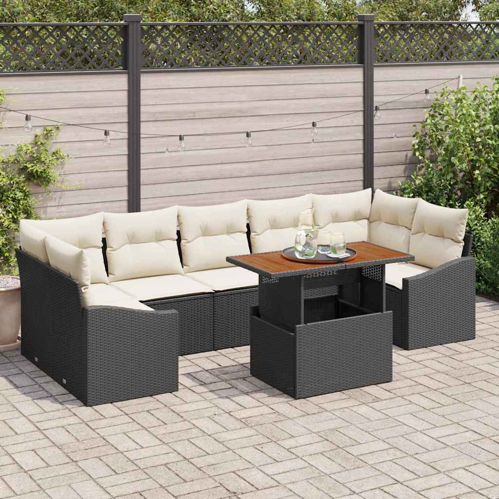 Tuinbankenset 8 st Zwart en Crème