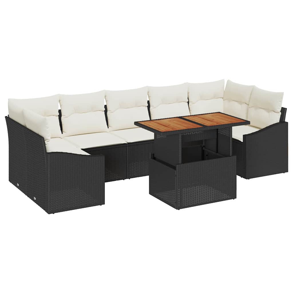 Tuinbankenset 8 st Zwart en Crème