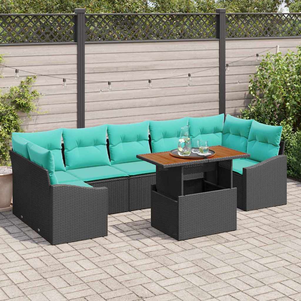 Tuinbankenset 8 st 7-Aantal zitplaatsen Zwart en Teal