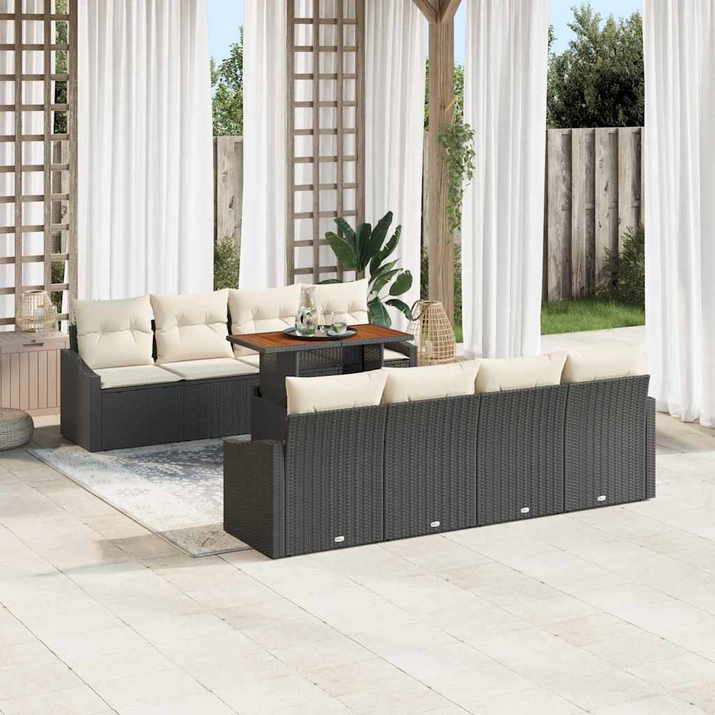 Tuinbankenset 9 st Zwart en Crème