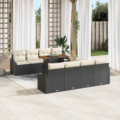 Tuinbankenset 9 st Zwart en Crème