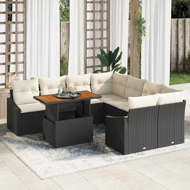 Tuinbankenset 9 st Zwart en Crème