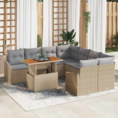 Tuinbankenset 9 st Beige en Grijs