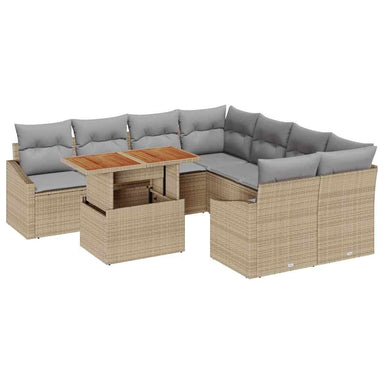 Tuinbankenset 9 st Beige en Grijs