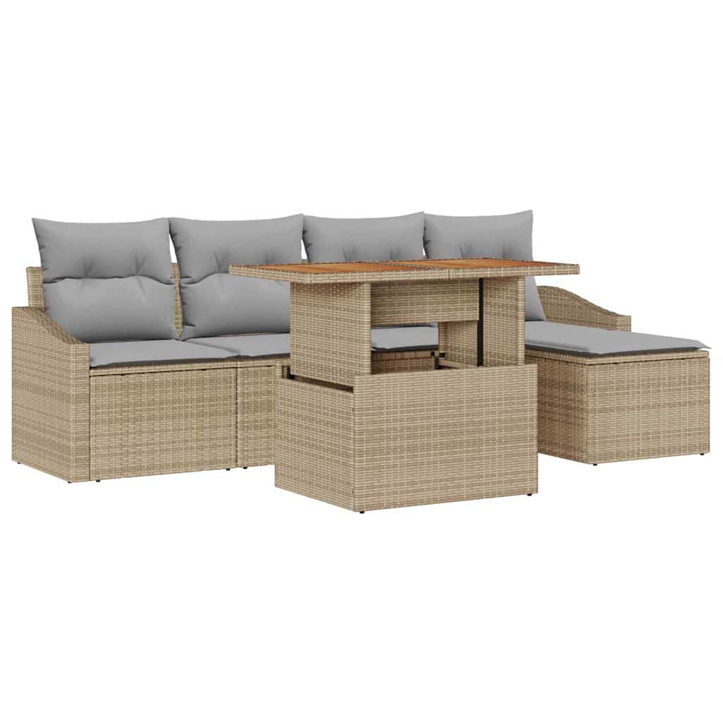 Tuinbankenset 6 st Beige en Grijs