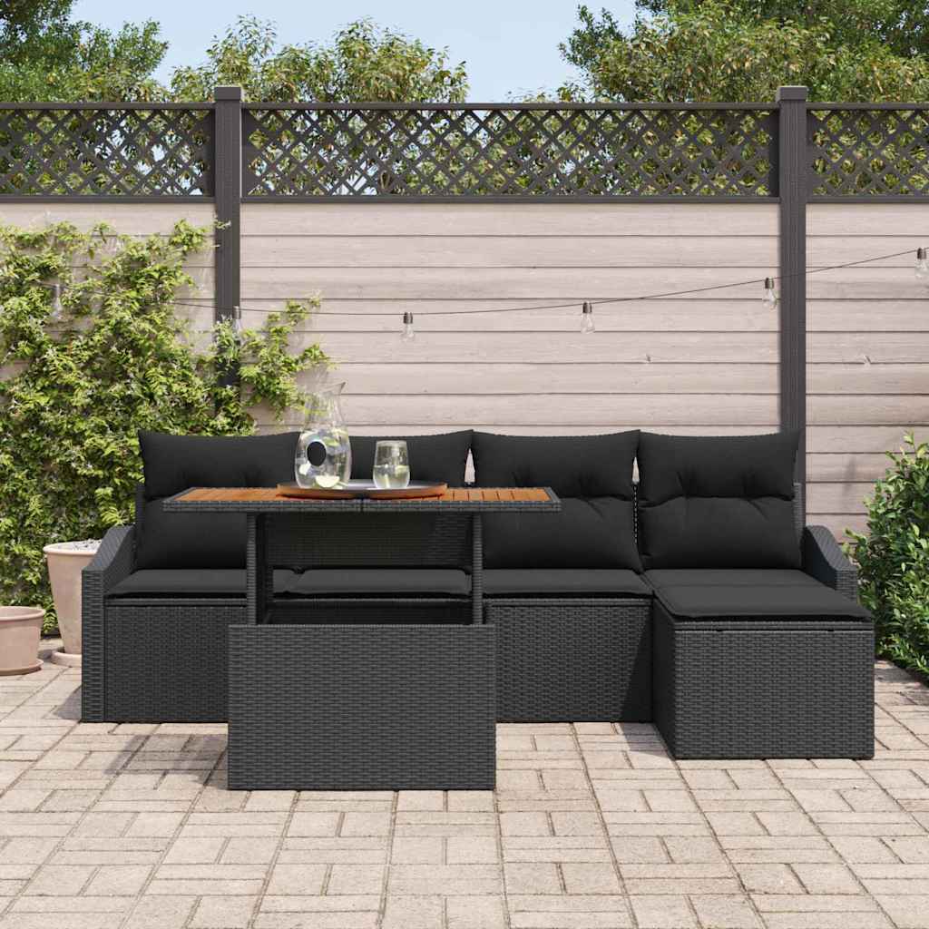 Tuinbankenset 6 st Zwart en Bruin