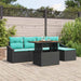 Tuinbankenset 6 st Zwart en Teal poly rattan