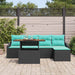 Tuinbankenset 6 st Zwart en Teal poly rattan