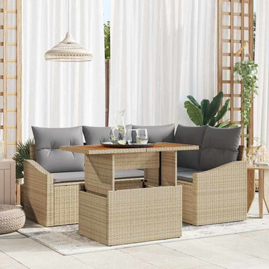 Tuinbankenset 5 st Beige poly rattan