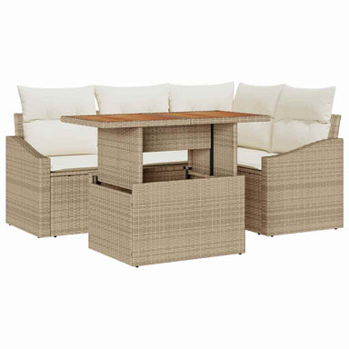 Tuinbankenset 5 st Beige poly rattan