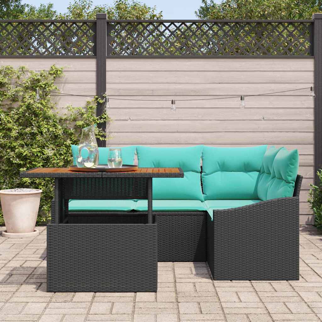 Tuinbankenset 5 st 4-Aantal zitplaatsen Zwart en Teal
