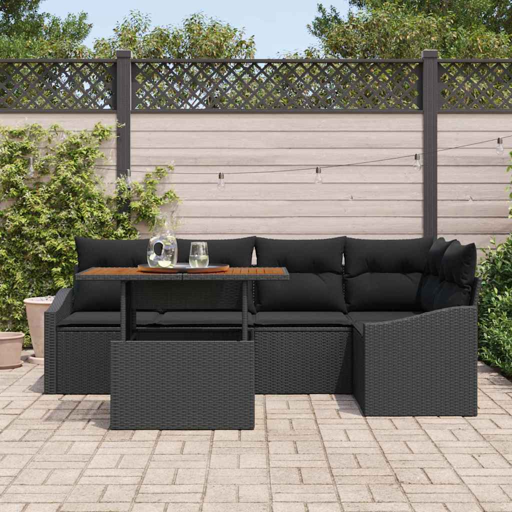 Tuinbankenset 6 st Zwart en Bruin