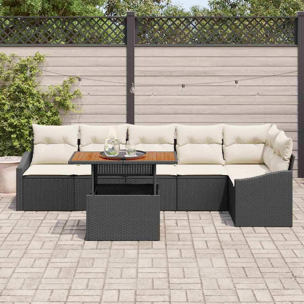 Tuinbankenset 7 st Zwart en Crème