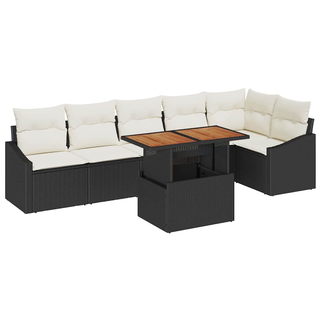 Tuinbankenset 7 st Zwart en Crème