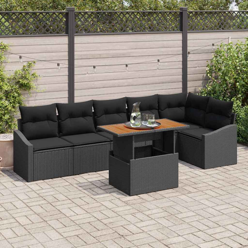 Tuinbankenset 7 st Zwart en Bruin