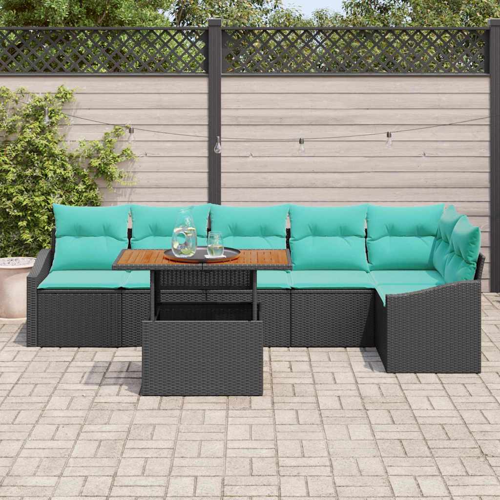 Tuinbankenset 7 st 6-Aantal zitplaatsen Zwart en Teal