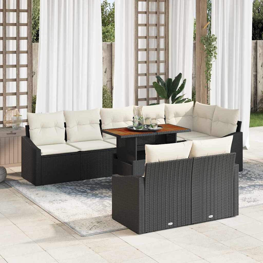 Tuin Sofa Set 9 st Zwart en Crème