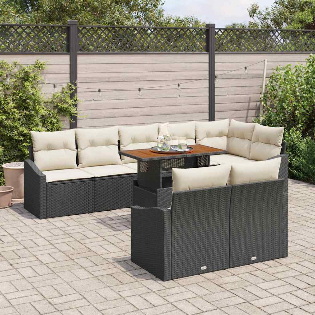 Tuin Sofa Set 9 st Zwart en Crème