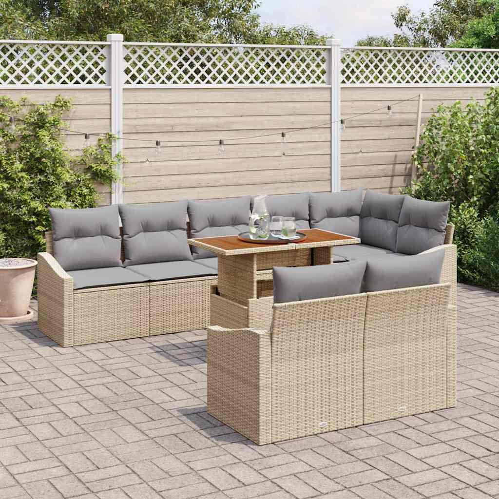 Tuin Sofa Set 9 st Beige en Grijs