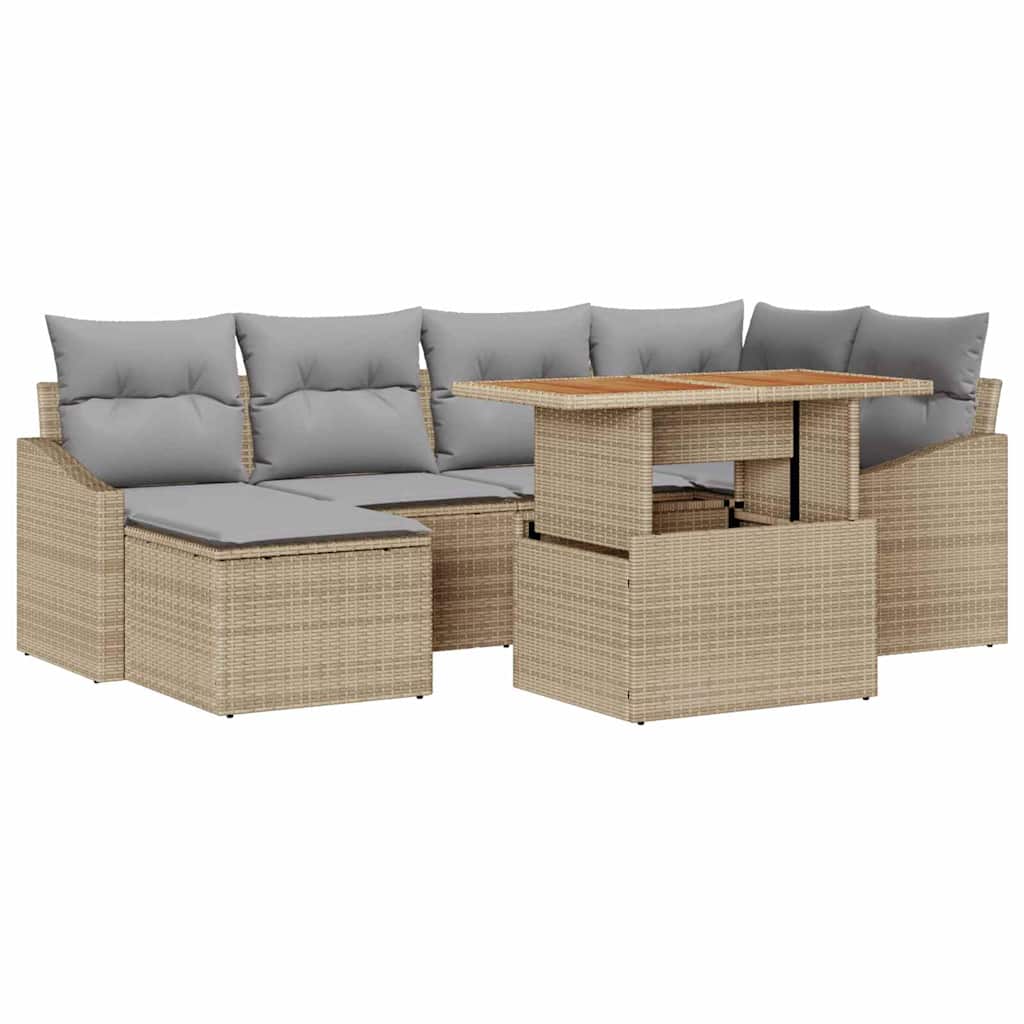 Tuinbankenset 7 st Beige en Grijs