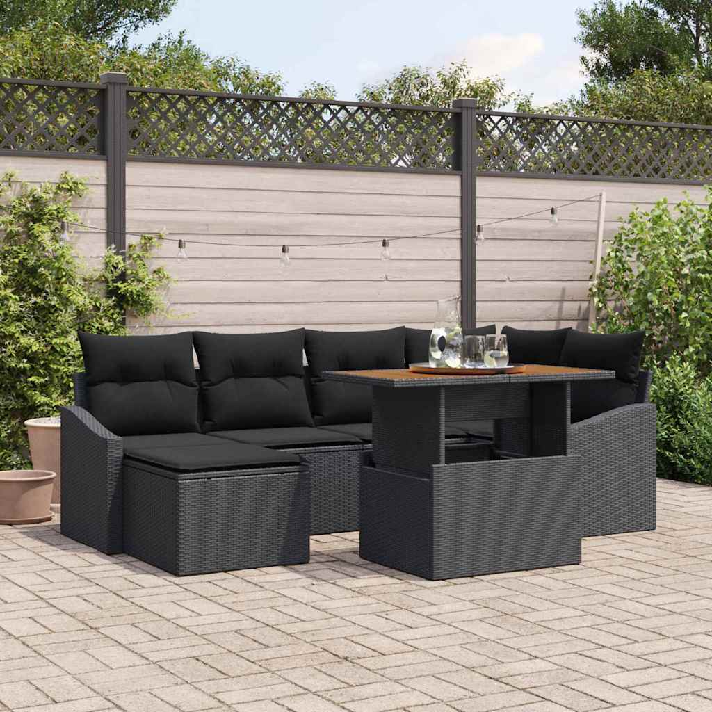 Tuinbankenset 7 st Zwart en Bruin
