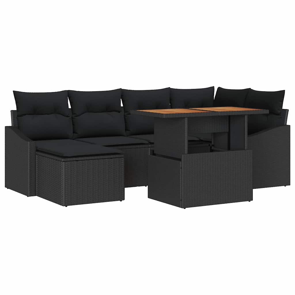 Tuinbankenset 7 st Zwart en Bruin