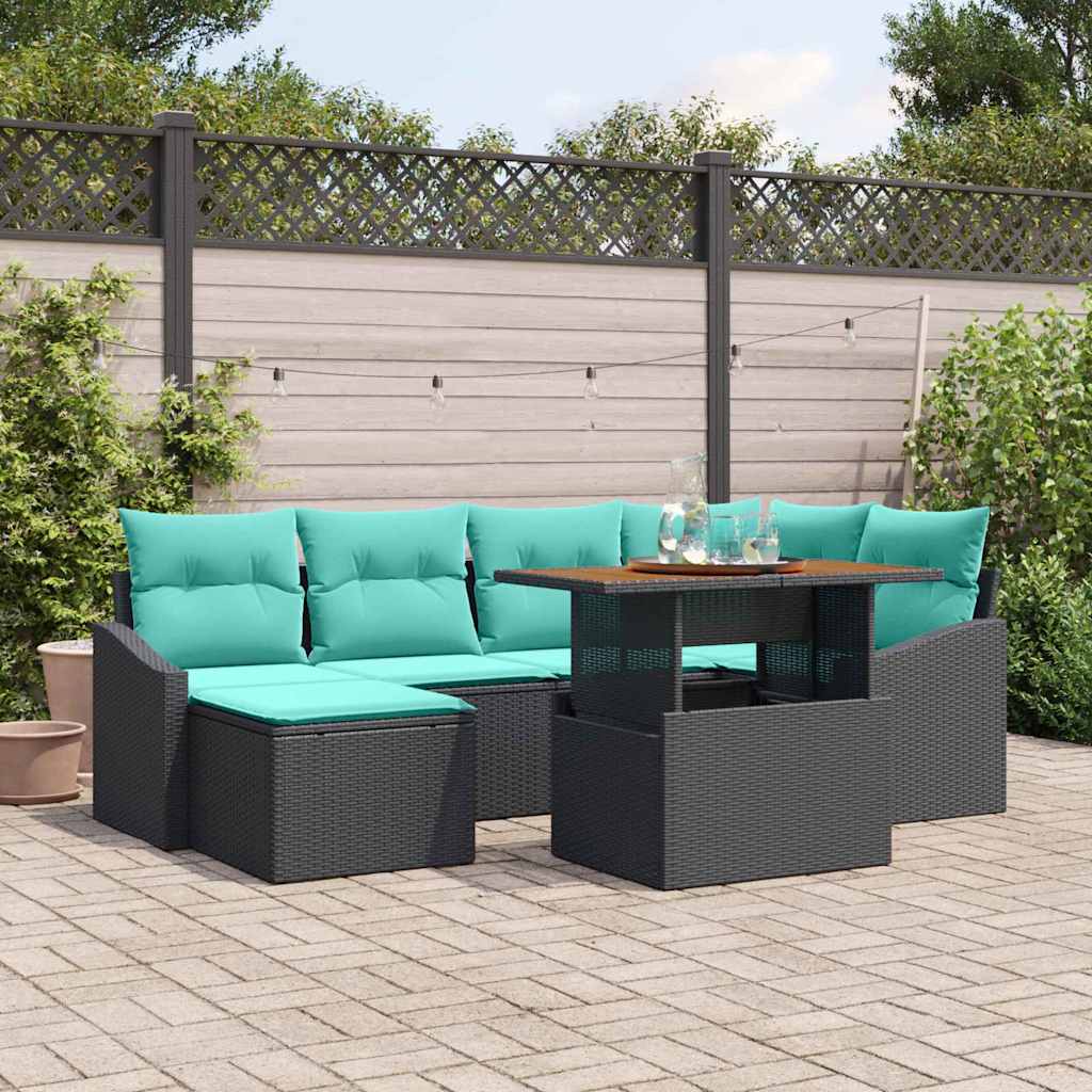 Tuinbankenset 7 st Zwart en Teal