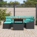 Tuinbankenset 7 st Zwart en Teal