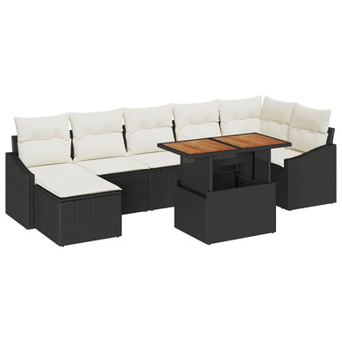 Tuinbankenset 8 st Zwart en Crème