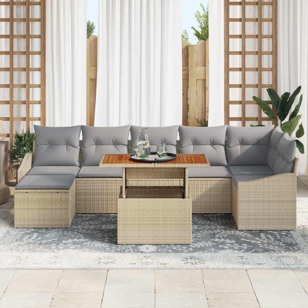 Tuinbankenset 8 st Beige en Grijs
