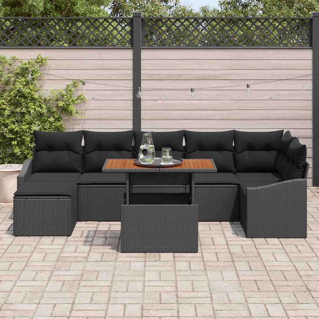 Tuinbankenset 8 st Zwart en Bruin