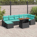 Tuinbankenset 8 st Zwart en Teal