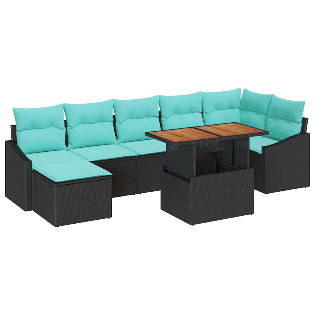 Tuinbankenset 8 st Zwart en Teal