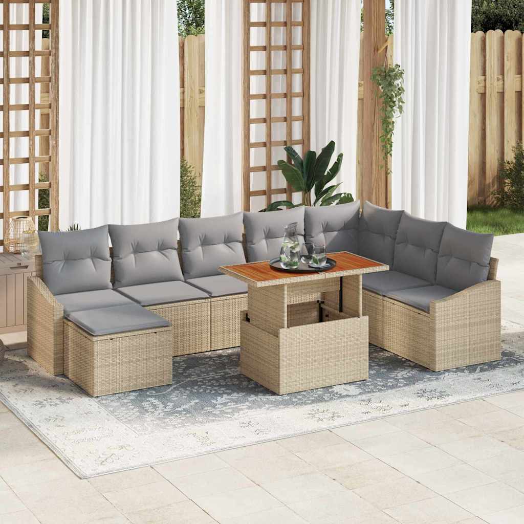Tuinbankenset 9 st Beige en Grijs