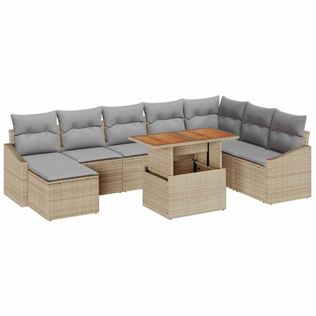 Tuinbankenset 9 st Beige en Grijs