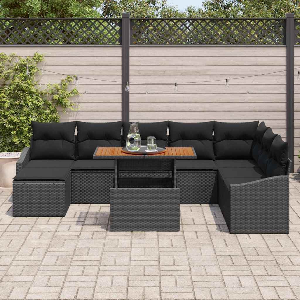Tuinbankenset 9 st Zwart en Bruin