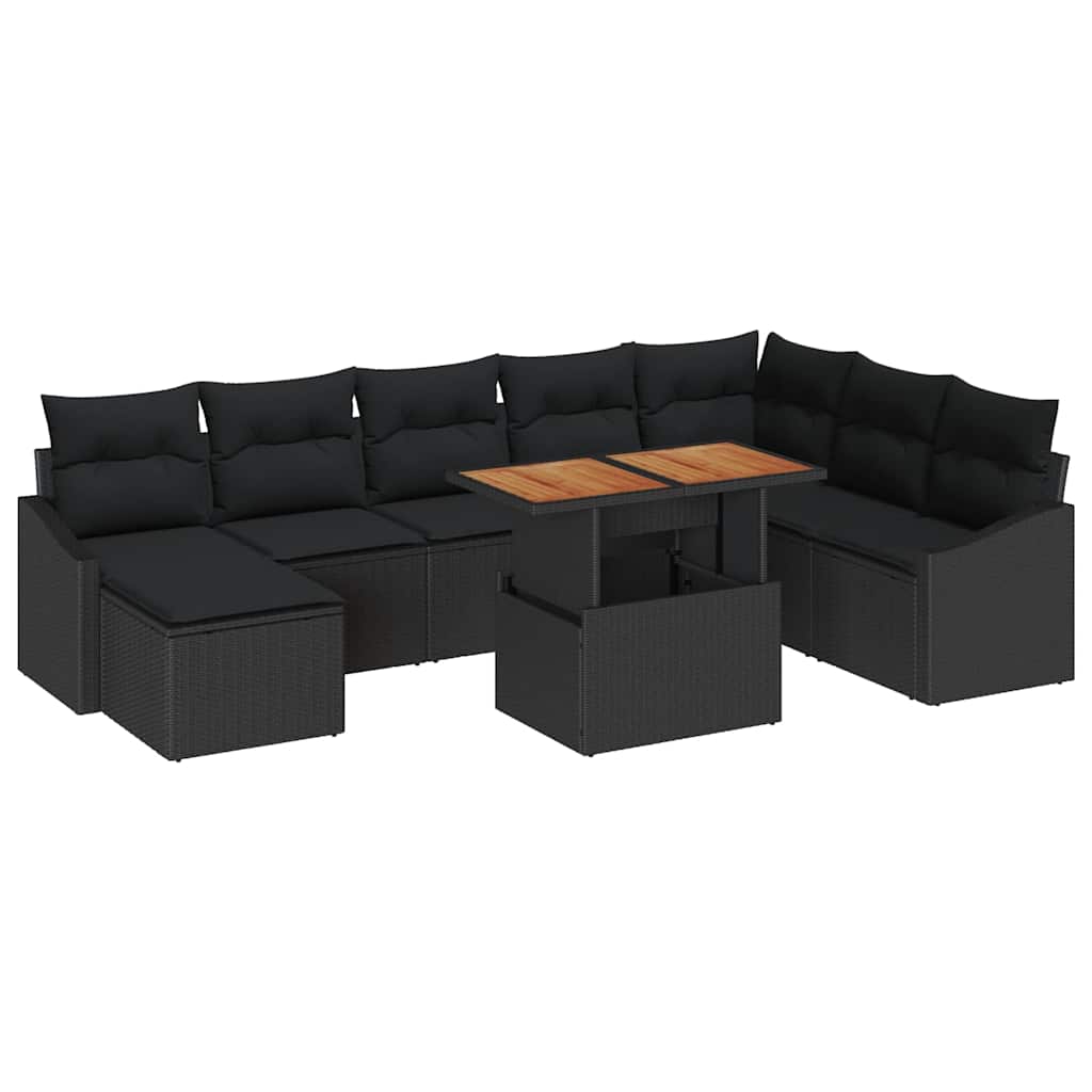 Tuinbankenset 9 st Zwart en Bruin