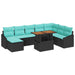 Tuinbankenset 9 st Zwart en Teal poly rattan