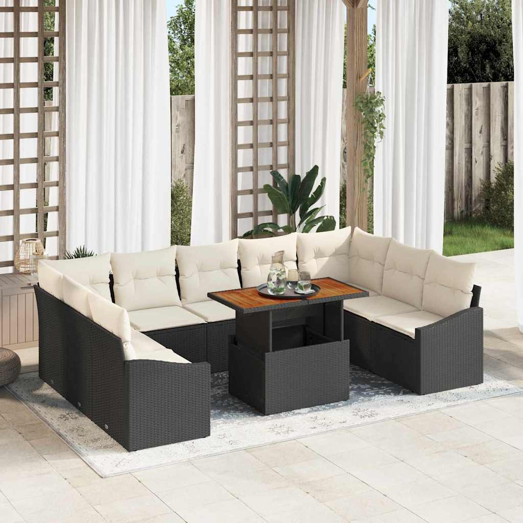 Tuinbankenset 10 st Zwart en Crème