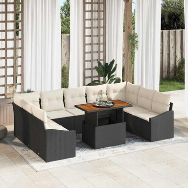 Tuinbankenset 10 st Zwart en Crème