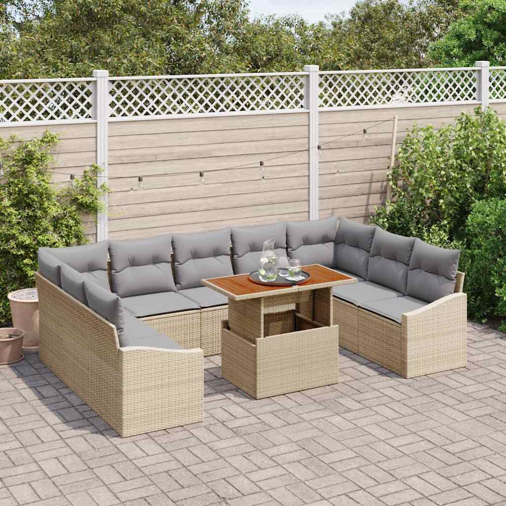 Tuinbankenset 10 st Beige en Grijs
