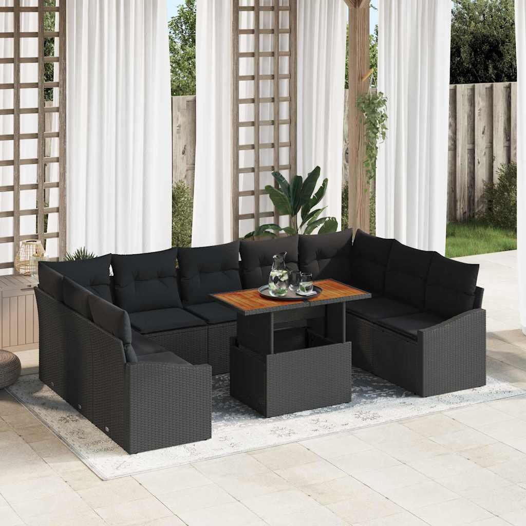 Tuinbankenset 10 st Zwart en Bruin